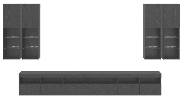 VidaXL TV falit kabinet szett 7 pcs Fekete tölgy Faanyag