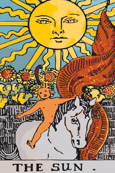 Gario Festés számok szerint Nap tarot kártya Méret: 40 x 60 cm, Keretezés: Keret nélkül (csak a vászon)