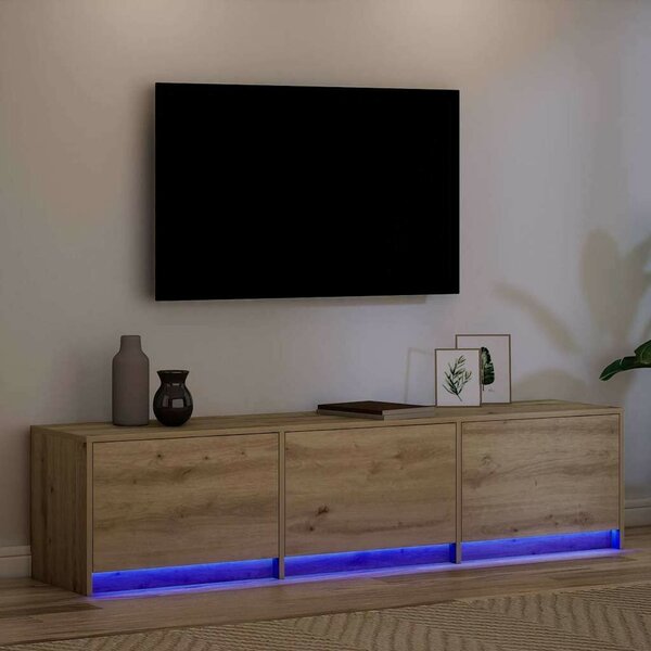 VidaXL TV szekrény LED világítással Művészi tölgy 162 x 34 x 40 cm