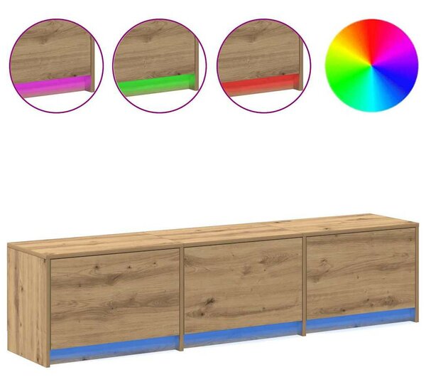 VidaXL TV szekrény LED világítással Művészi tölgy 162 x 34 x 40 cm