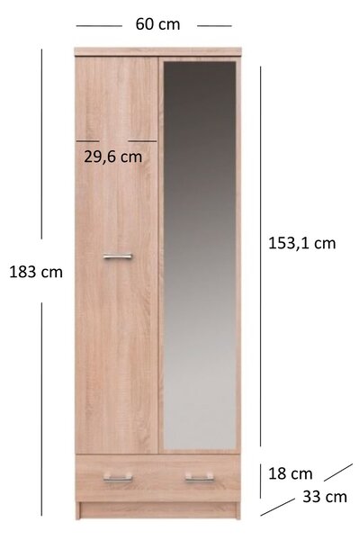 Ruhásszekrény Tianna (sonoma tölgy). Akció -25%