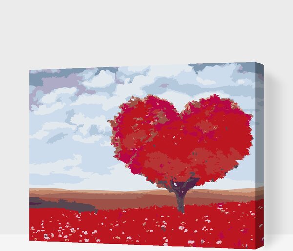 Gario Festés számok szerint Szív alakú fa Méret: 40 x 30 cm, Keretezés: Kerettel