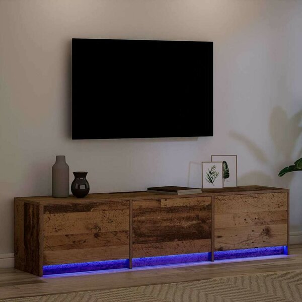 VidaXL LED-es tévéállvány fiókkal Öreg fa 165 x 34 x 40 cm Mérnöki fa