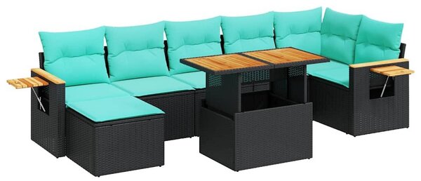 VidaXL 8 részes szürke polyrattan akácfa kerti ülőgarnitúra párnákkal