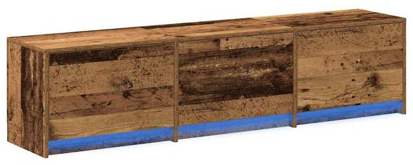 VidaXL LED-es tévéállvány fiókkal Öreg fa 165 x 34 x 40 cm Mérnöki fa