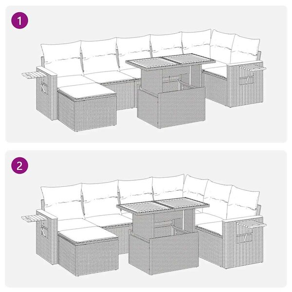 VidaXL 8 részes szürke polyrattan akácfa kerti ülőgarnitúra párnákkal