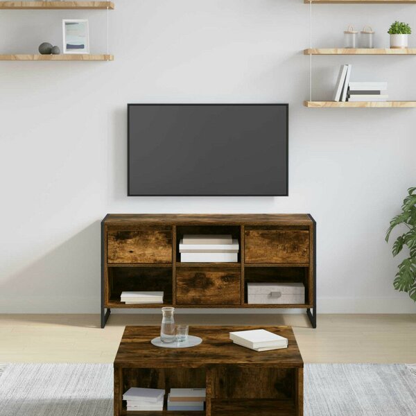 VidaXL TV szekrény fiókkal Füstös tölgy 100 x 36 x 49,5 cm Faanyag