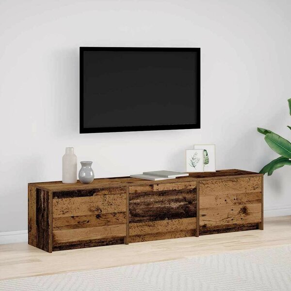 VidaXL LED-es tévéállvány fiókkal Öreg fa 165 x 34 x 40 cm Mérnöki fa