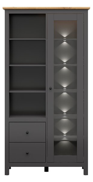 Vitrin Hesen REG1W2S/20/11 (LED világítással) (grafit + artisan tölgy)