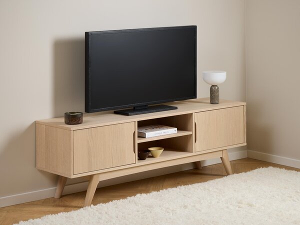 TV-állvány Norsica Elmdome 111, Természetes fa furnér, 55x160x40cm, Fehérített tölgy, Tölgy