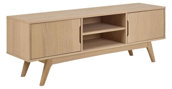 TV-állvány Norsica Elmdome 111, Természetes fa furnér, 55x160x40cm, Fehérített tölgy, Tölgy