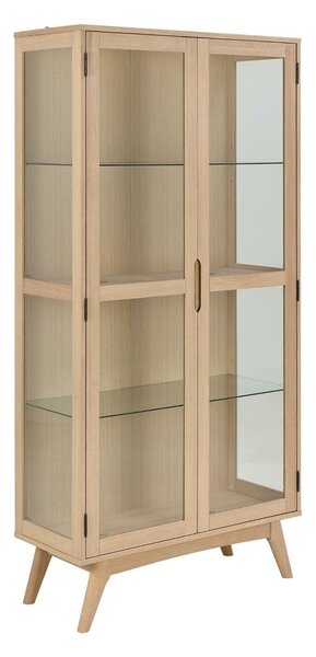 Könyvespolc Norsica Elmdome 114, Zárt, Ajtókkal, Természetes fa furnér, Edzett üveg, 192x94x40cm, Fehérített tölgy, Tölgy