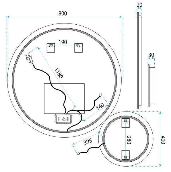 LED Tükör R-8040 80cm + 40cm