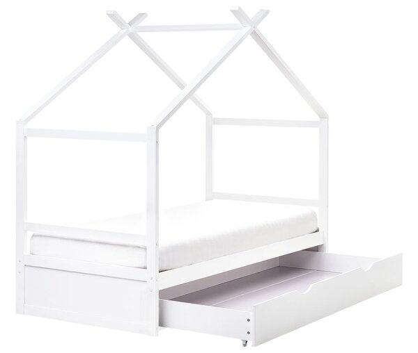 Gyerekágy Ház Fenyő ORGEVAL 90 x 200 cm Ágyneműtartóval Fehér