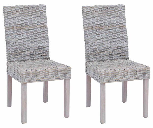VidaXL Étkezőszék 2 pcs Fehér Mosás 45 x 54 x 93 cm Tömör Mahagóni Fa
