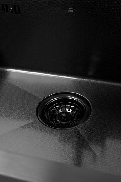 Laveo Malawi, 1 rekeszes rozsdamentes mosogató 580x500x200 mm, fekete, LAV-SLM_710H