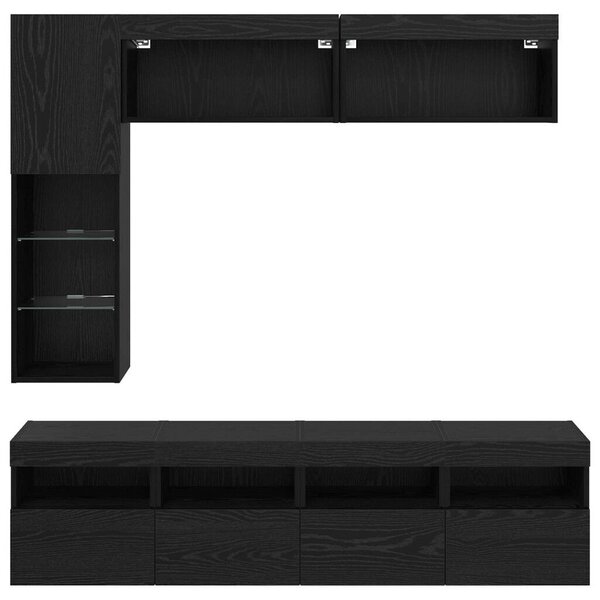 VidaXL TV szekrény LED -es lámpákkal 7 pcs Fekete tölgy Faanyag
