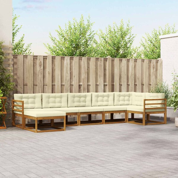 VidaXL Kültéri kanapé szett párnával 7 pcs Természetes és krémszínű