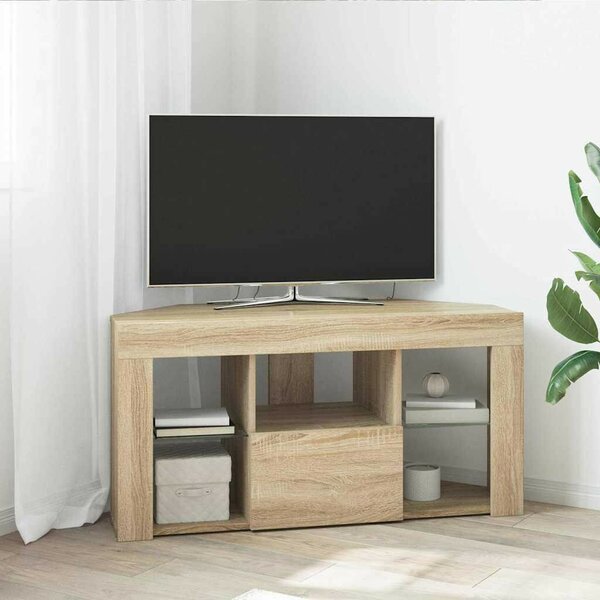 VidaXL Sarok LED TV szekrény Sonoma tölgy 102 x 40 x 50 cm Faanyag