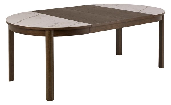 Asztal Norsica Melfero 101, 75cm, Fehér márvány, Sötét tölgy, Tölgy