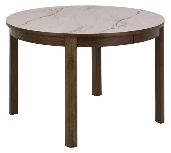 Asztal Norsica Melfero 101, 75cm, Fehér márvány, Sötét tölgy, Tölgy