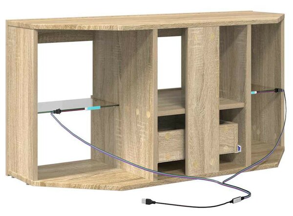 VidaXL Sarok LED TV szekrény Sonoma tölgy 102 x 40 x 50 cm Faanyag