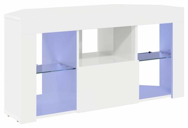 VidaXL Sarok LED TV szekrény Magas fényű Fehér 104 x 40 x 50 cm