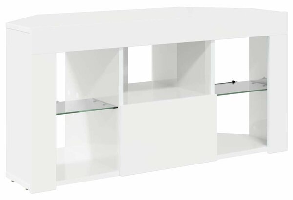 VidaXL Sarok LED TV szekrény Magas fényű Fehér 104 x 40 x 50 cm