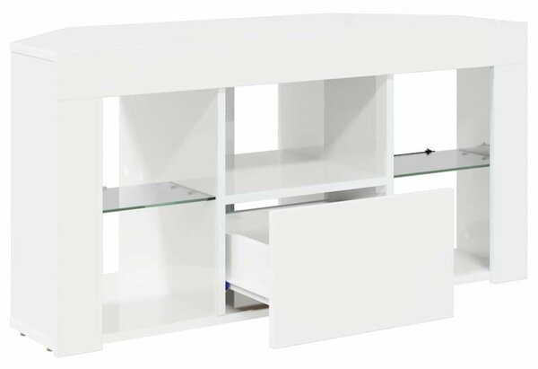VidaXL Sarok LED TV szekrény Magas fényű Fehér 104 x 40 x 50 cm