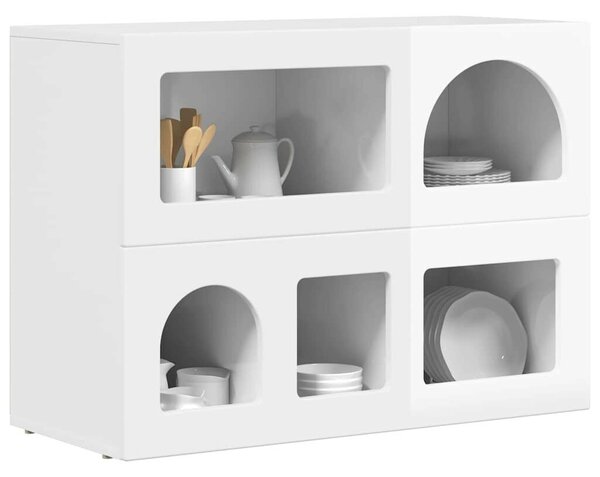 VidaXL Széf Magas Fényű Fehér 80,5 x 35 x 59 cm Faanyag
