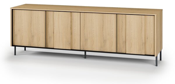 TV-állvány Melveni 104, Laminált forgácslap, 56x167x41cm, Fekete, Cremona tölgy