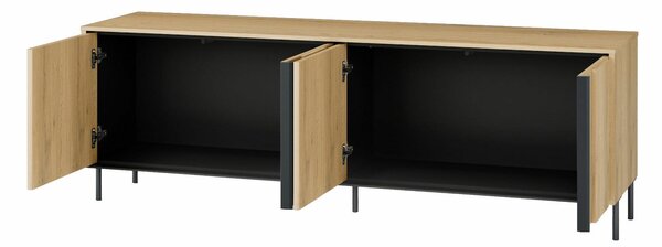 TV-állvány Melveni 104, Laminált forgácslap, 56x167x41cm, Fekete, Cremona tölgy