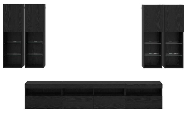 VidaXL TV Fali Szekrény Szett LED Fényekkel 7 pcs Fekete tölgy