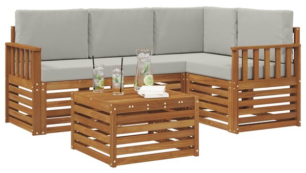VidaXL Kültéri kanapé szett 5 pcs Természetes és Világosszürke