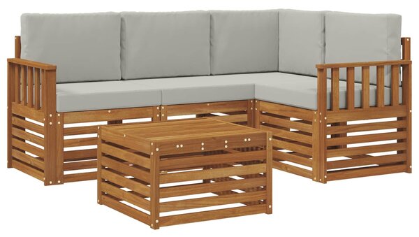 VidaXL Kültéri kanapé szett 5 pcs Természetes és Világosszürke