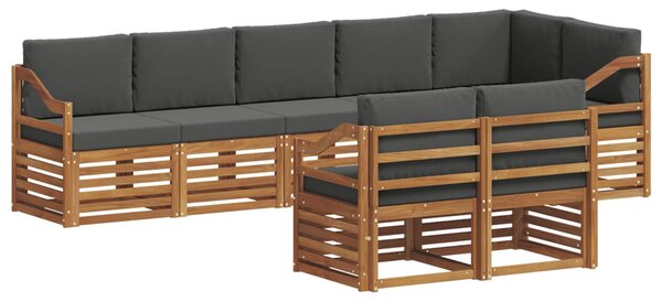 VidaXL Ülőgarnitúrák 8 pcs Természetes és antracit Tömör Akácfa