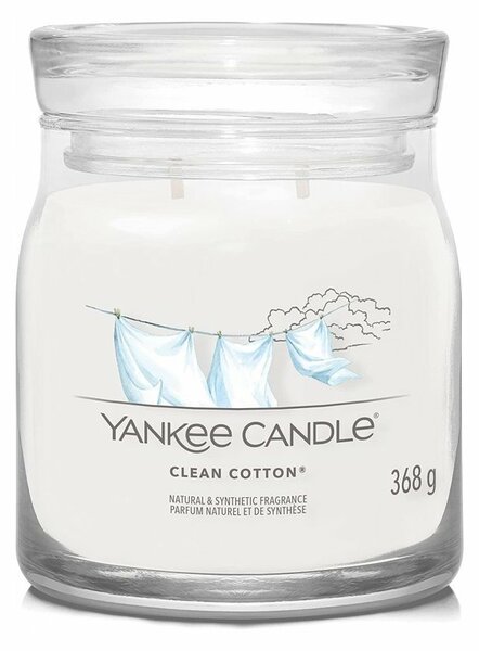 Yankee Candle Signature Clean Cotton illatos gyertya közepes üvegben, 368 g