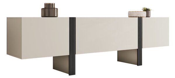 TV-állvány Vocio, Laminált forgácslap, 58x200x41cm, Kasmír, Fekete