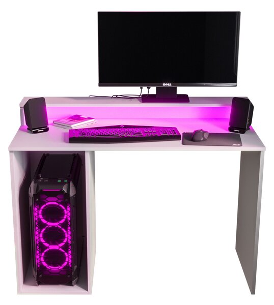 Sarok Gamer PC asztal Garrick 2 (biely) (LED RGB világítással)