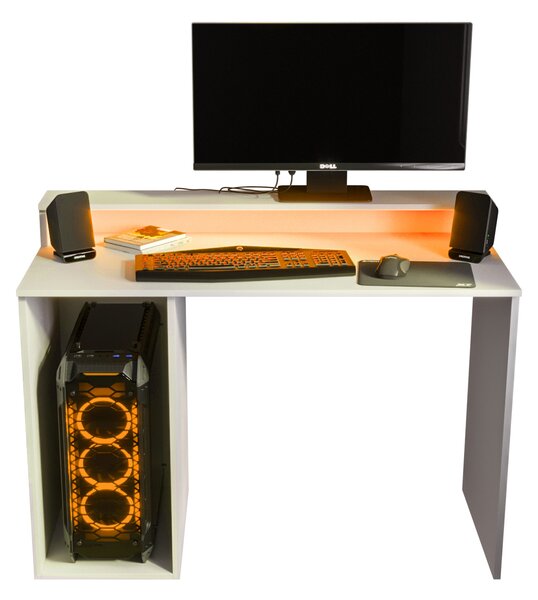 Sarok Gamer PC asztal Garrick 2 (biely) (LED RGB világítással)