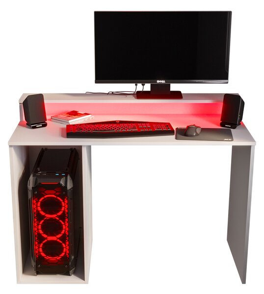 Sarok Gamer PC asztal Garrick 2 (biely) (LED RGB világítással)