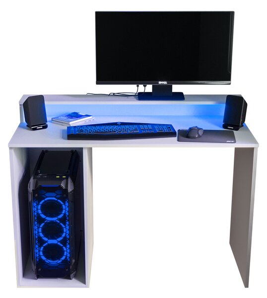 Sarok Gamer PC asztal Garrick 2 (biely) (LED RGB világítással)