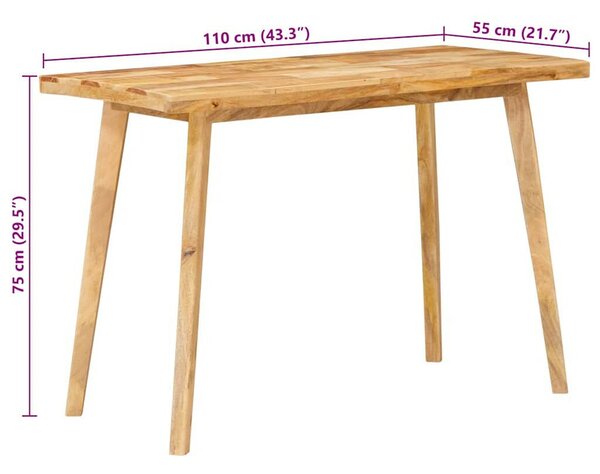 VidaXL Étkezőasztal Természetes 100 x 55 x 75 cm Tömör Mangófát