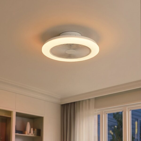 Vedin LED mennyezeti ventilátor, Ø 45 cm, RGBW, dimmelhető, fehér, DC – Lindby Lindby, Vedin, dimmable, Fehér, Nappali, Műanyag, Modern