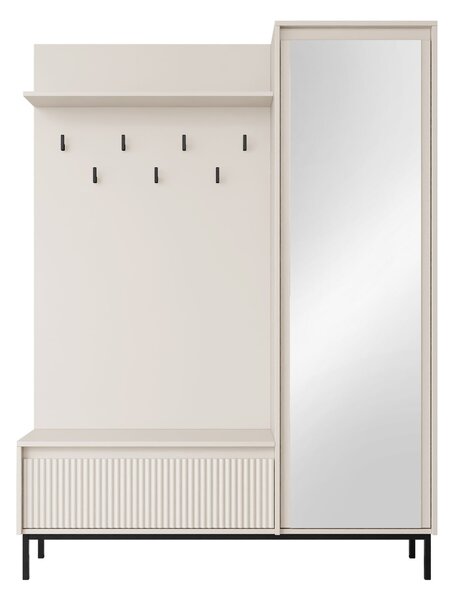 Előszoba garnitúra Comfivo Delruva, 180x135x40cm, Tükör, Kasmír, Közepes sűrűségű farostlemez, Laminált forgácslap