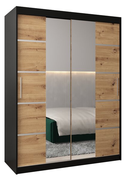 Ruhásszekrény 150 cm Verika 4 150 (fekete + artisan tölgy)
