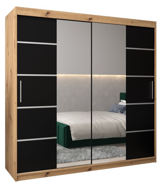 Ruhásszekrény 200 cm Verika 4 200 (artisan tölgy + fekete)