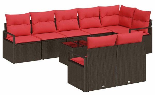 VidaXL Polirattan kanapé szett 9 db-os, barna