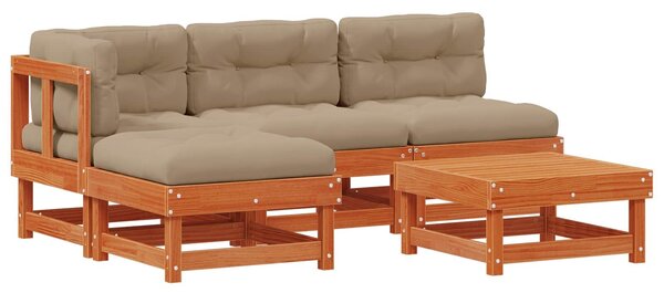 VidaXL Kerti lounge szett 13 pcs Viaszbarna Tömör Fenyőfa