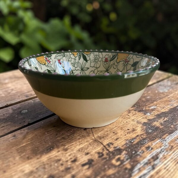 Citrom mintájú reggeliző tálka 16,5 cm x 7,5 cm zöld szegéllyel